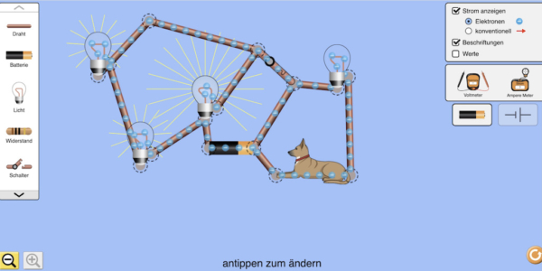 Screenshot eines Stromkreises in einer Phet-Simulation
