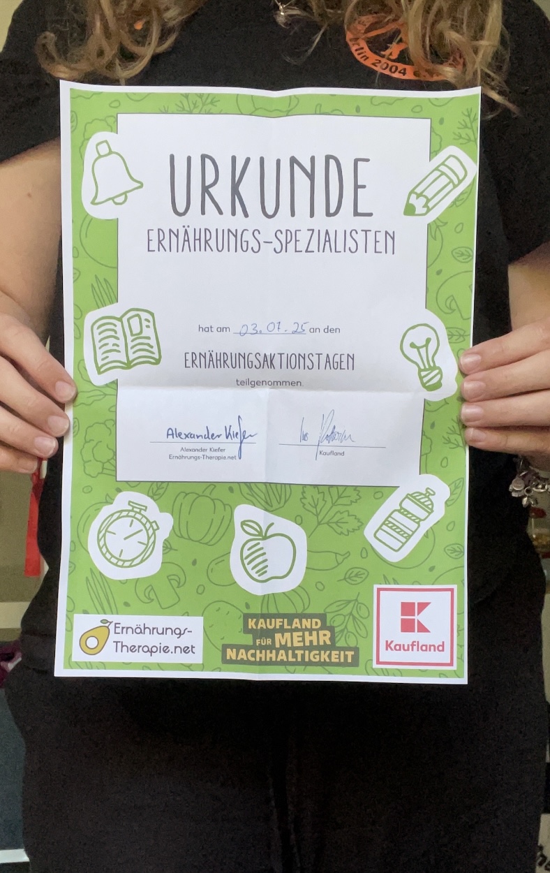 Urkunde Ernährung Workshop Kaufland